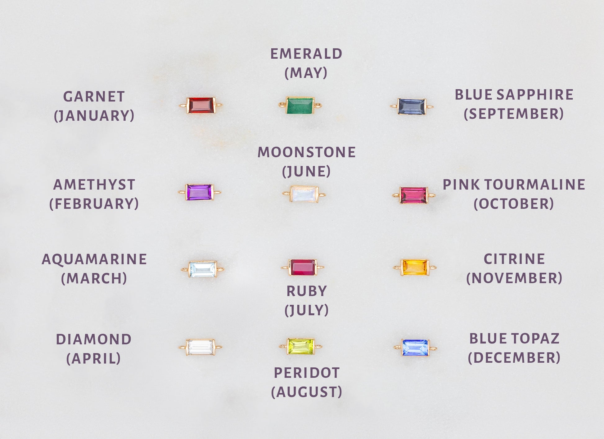 Baguette Birthstone Connectors