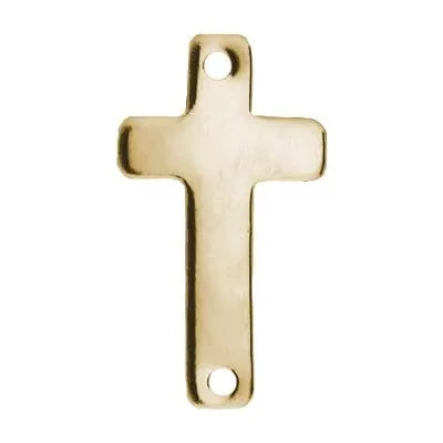 Flat Solid Gold 14K. Cross Connector.  Small