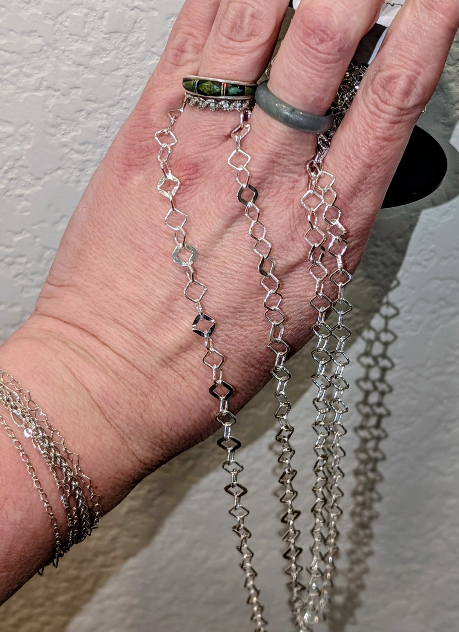 Round Wire Square Link Chain. Imported from Italy. Priced per inch. 6.9mm