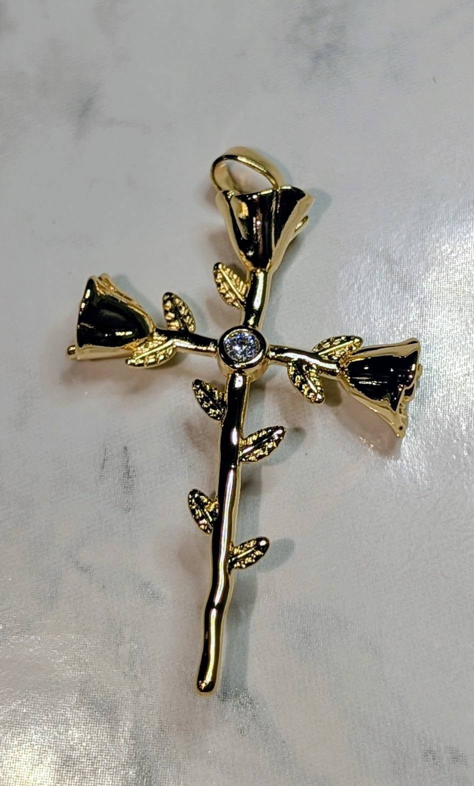 Gold Filled Rose Cross Charms