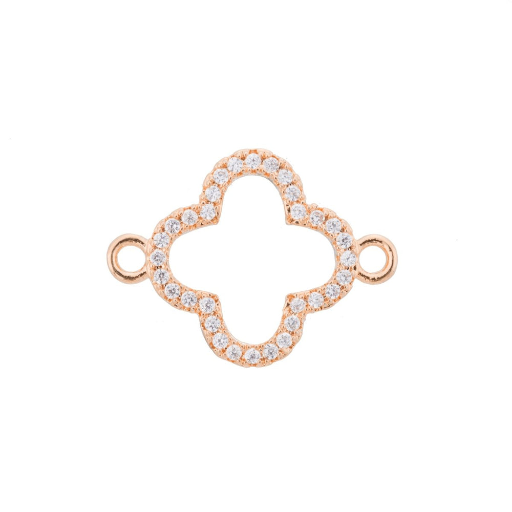 Rose Gold Filled Pavé Clover Connector